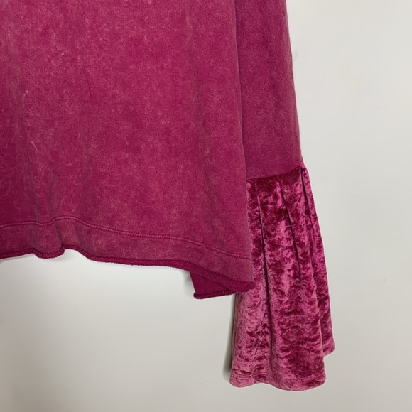 Free People | Pink Baggy Sweater With Large Velvet Bat Wing Sleeves | Size M - Picture 7 of 8